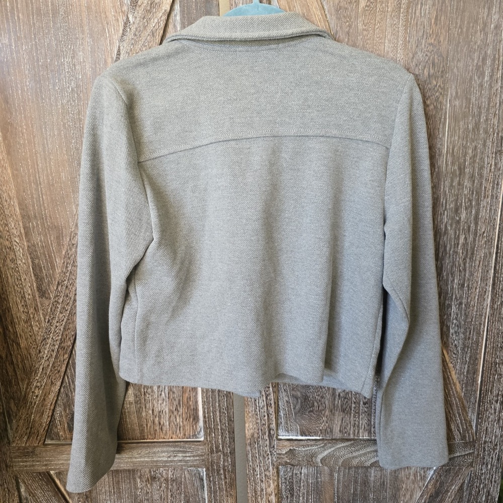 Banana Republic Jacket Women's Size Small Gray Cropped Knit Stretch Snaps - Picture 6 of 7